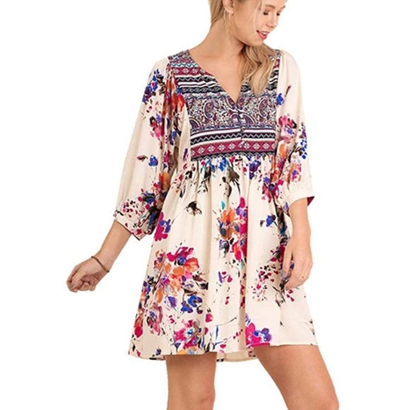 Umgee| Boho style mini dress size Large - Picture 2 of 13